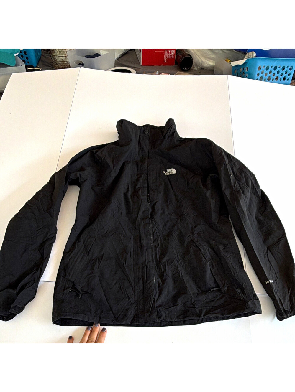 The North Face Women’s Black Solid Full Zip Logo Stand-Up Short Jacket Size L